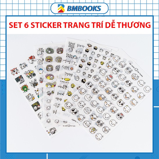 Sticker cute dán sổ, mỹ bảo hiểm, móng tay, laptop trong suốt không thấm nước tiện dụng