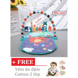 Thảm nhạc Con Voi có dây sạc điện cho bé nằm chơi có đàn piano và đèn