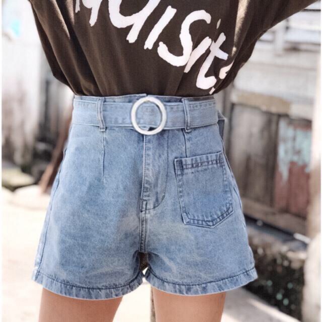 [Mã FAMAYWA giảm 10K đơn 50K] Quần sooc bò kèm đai túi nổi