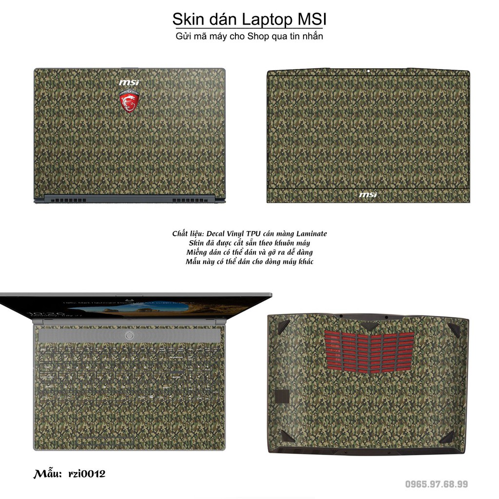 Skin dán Laptop MSI in hình rằn ri _nhiều mẫu 4 (inbox mã máy cho Shop)