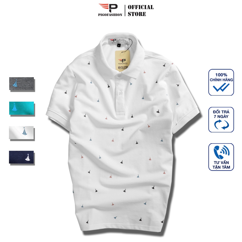 [Mã LTBAUAB19 giảm 7% đơn 99K] Áo polo nam tay ngắn có cổ họa tiết con thuyền AHT28 PigoFashion nhiều màu
