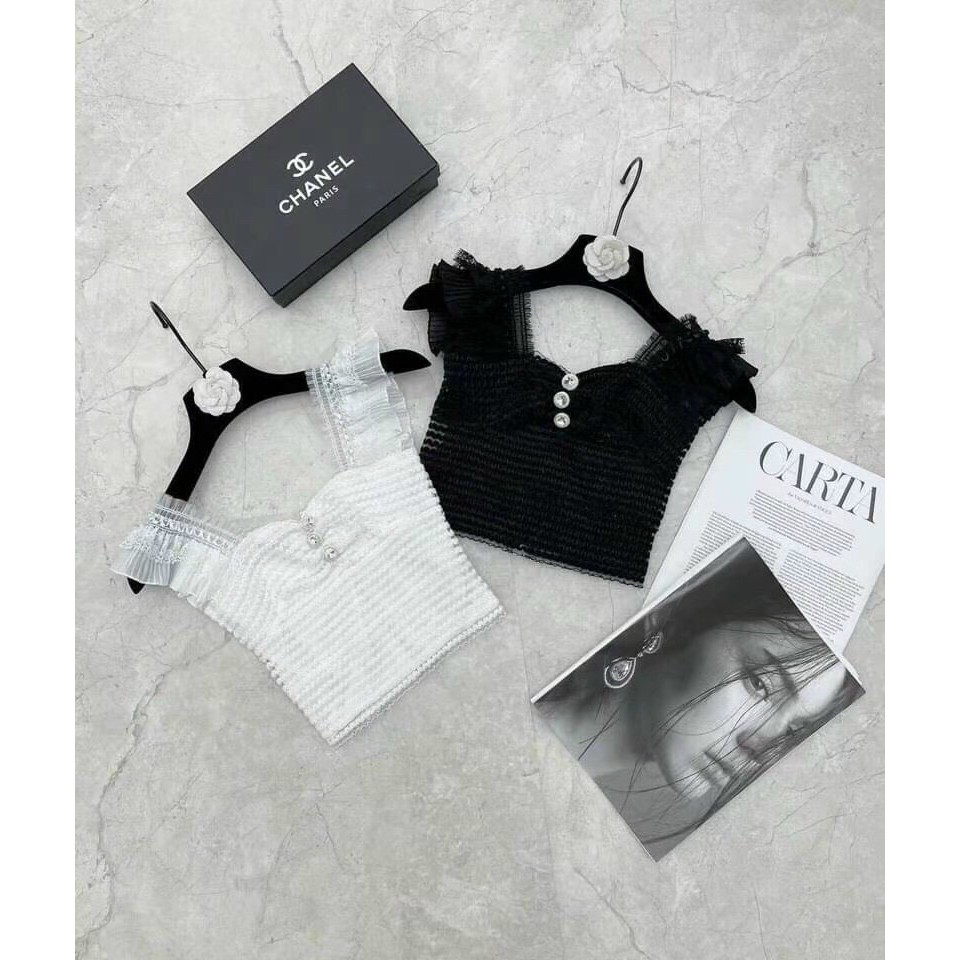 Áo Croptop Ren Tay Bèo_Xưởng May Quang Anh