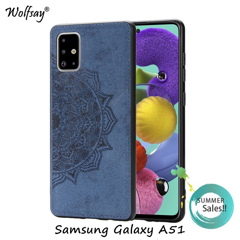 Ốp điện thoại phối vải in hình hoa văn đẹp mắt dành cho Samsung Galaxy A51