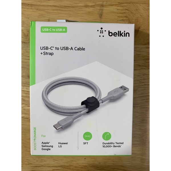 Cáp Belkin USB-A to USB-C chống đứt kèm strap 1.5m