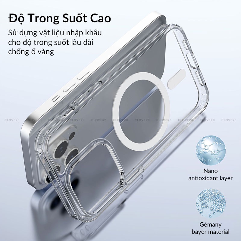 Ốp Lưng Trong Suốt Từ Tính X-Level Magic Magnets Chống Sốc Chống Rơi Viền TPU Mền Lưng Cứng Bảo Vệ Camera Cho 13 Pro Max