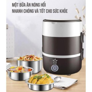 Hộp cơm 💖 hộp cắm điện ruột inox 304 3 tầng, hộp cơm văn phòng cắm điện inox 3 tầng,hâm nóng,cà mèn đựng cơm.