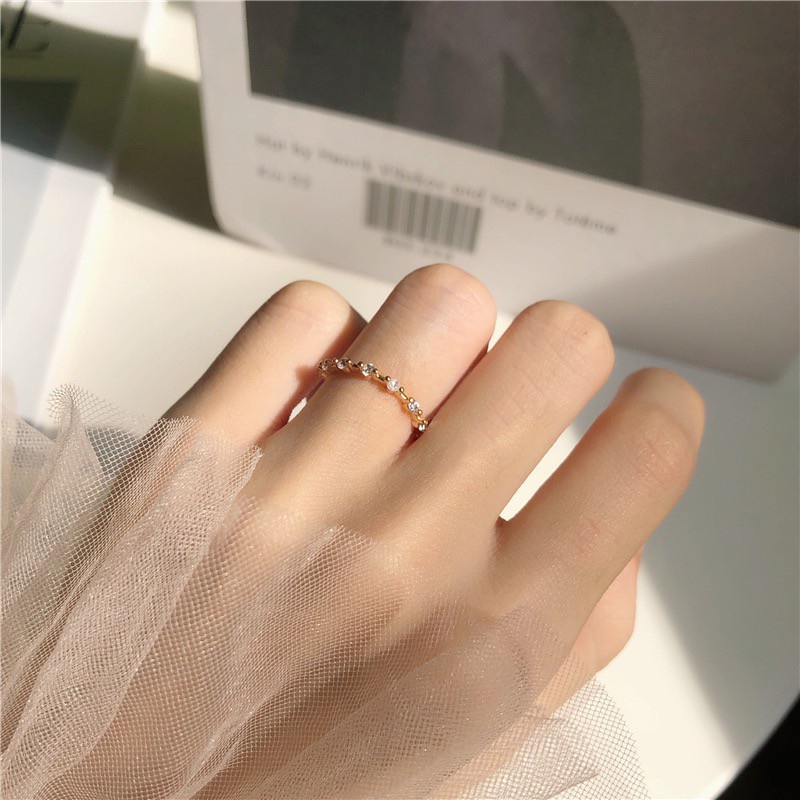 Nhẫn đính đá zircon phong cách Hàn Quốc sang trọng dành cho nữ