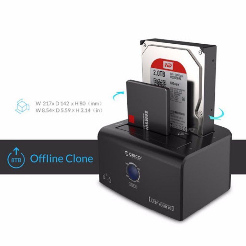 Đế Cắm ổ Cứng Đôi 3.0 (2 Khe Cắm) cho Ổ 2.5" và 3.5" Orico 8628US3-C (Hỗ Trợ Clone) | BigBuy360 - bigbuy360.vn