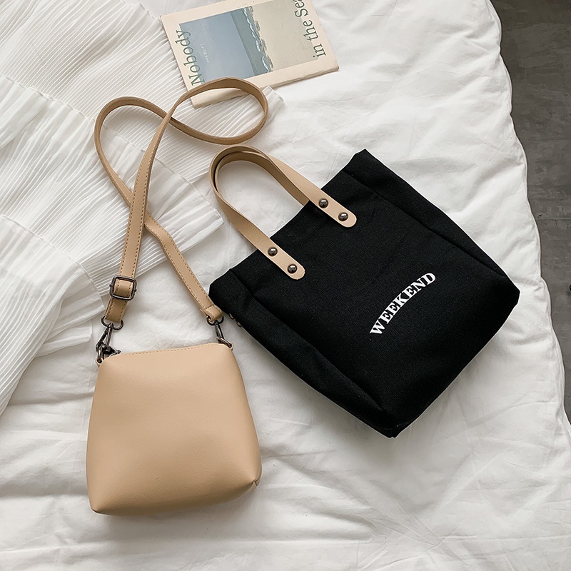 IELGY Túi Đeo Vai Bằng Vải canvas Phong Cách Hàn Quốc Dành Cho Nữ
