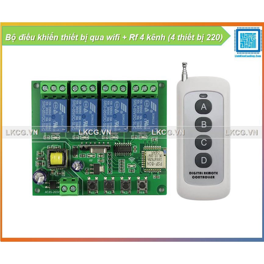 Bộ điều khiển thiết bị qua wifi 4 kênh (4 thiết bị 220)
