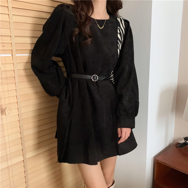 Đầm nhung PERTY dáng ngắn phong cách Hàn Quốc thời trang mùa thu cho nữ