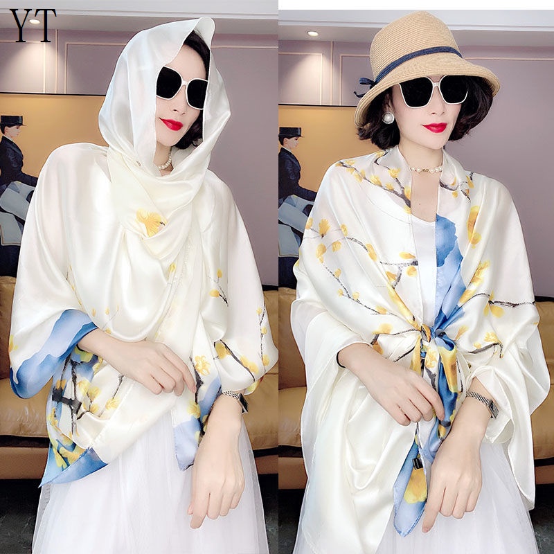 Khăn Quàng Cổ Chống Nắng Bằng Lụa Mỏng Cao Cấp Thích Hợp Làm Quà Tặng Cho Mẹ Và Bé