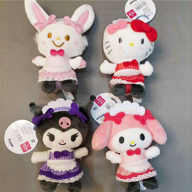 2021New Kuromi My Melody Maid Dress Plush Pendant Stuffed Doll Cartoon Keychain 4.7inch