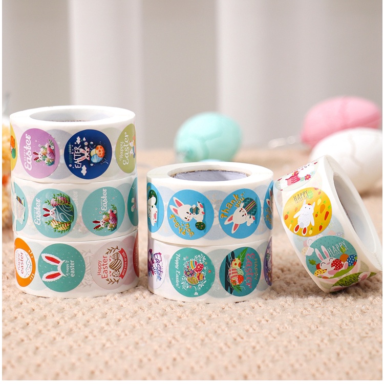 Nhãn Dán Tự Dính Tự Dính Hình Thỏ Trứng Phục Sinh Hoạt Hình
