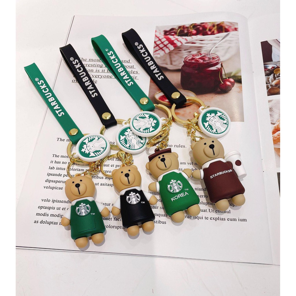 Móc khóa mô hình chú gấu Starbucks đáng yêu làm quà tặng trang trí_Rap