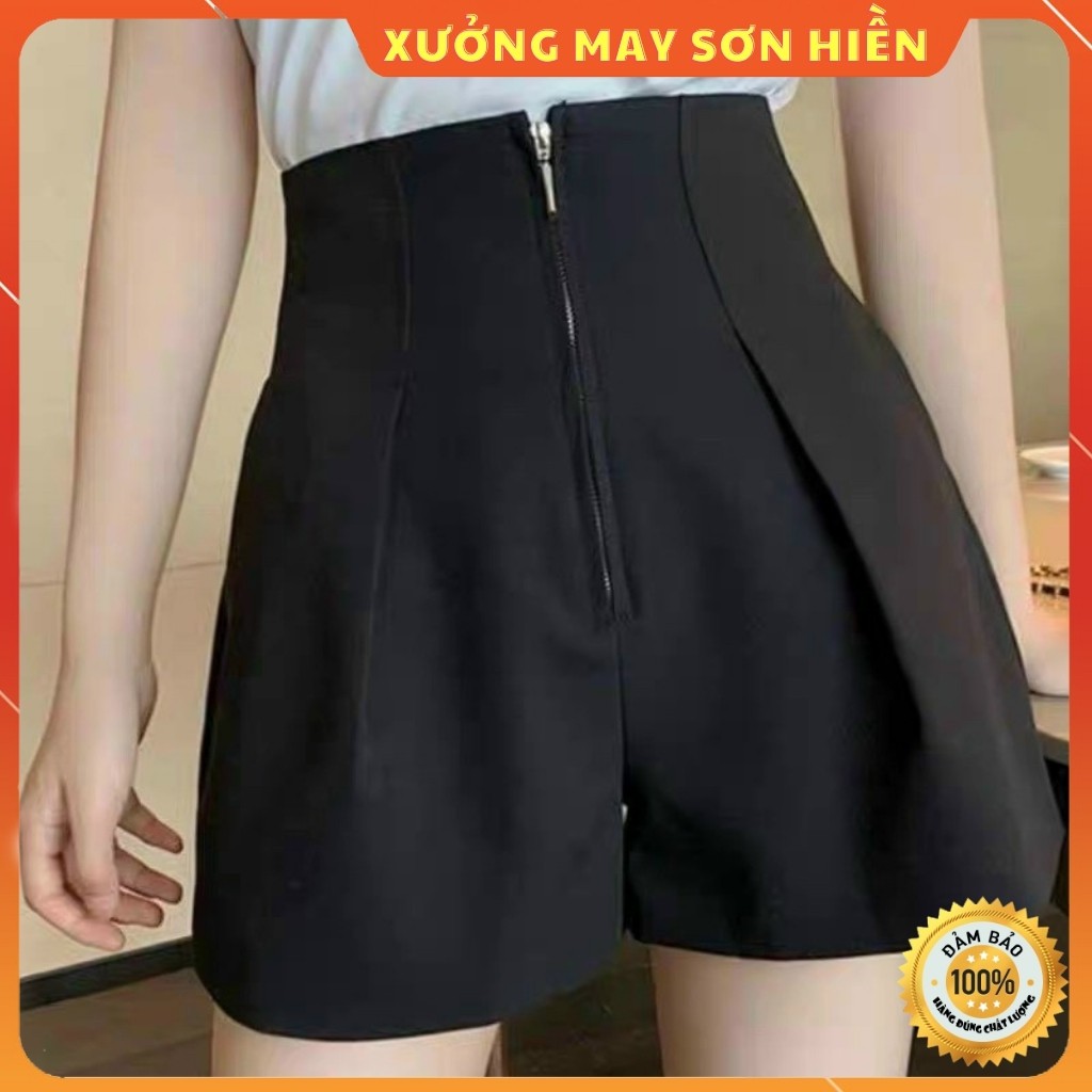 Quần short cạp cao ❤️ Hot Trend ❤️ Quần short nữ lưng cao khóa trước MS38 Xưởng may Sơn Hiền