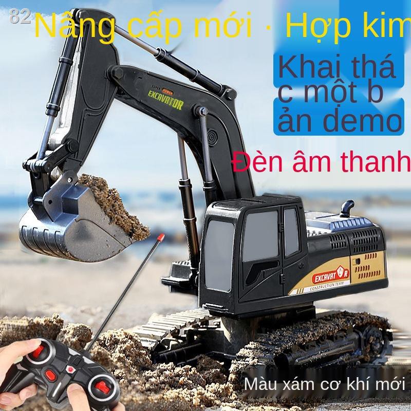 TMáy xúc điều khiển từ xa bằng hợp kim dành cho trẻ em Máy xúc mô phỏng điện Máy xúc kỹ thuật xe ô tô Mô hình cậu bé Máy