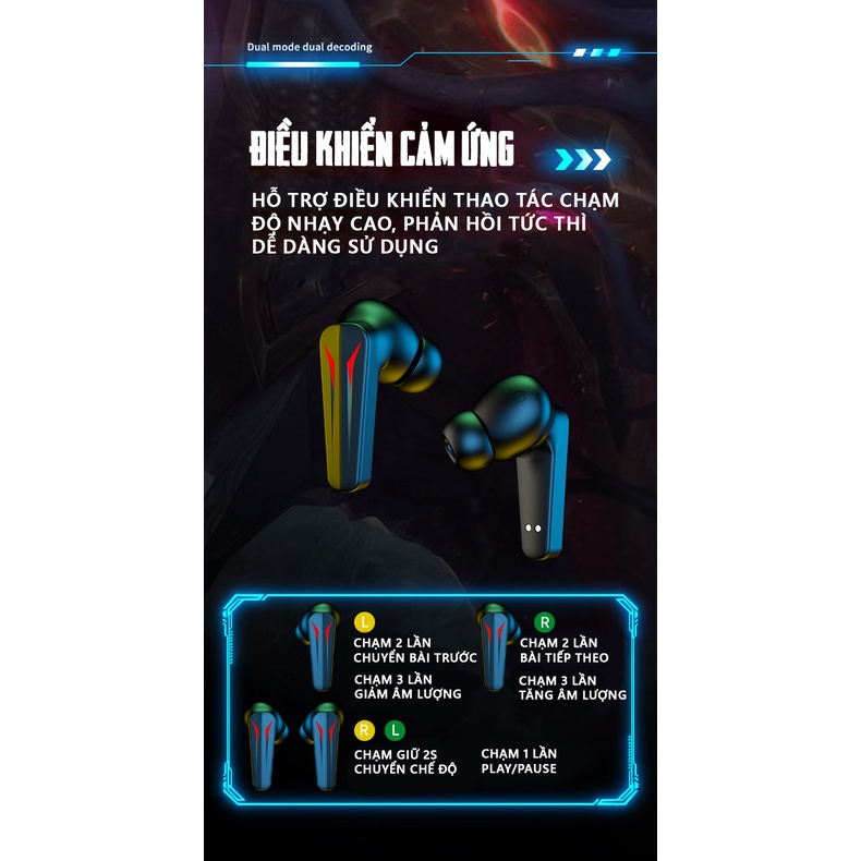 Tai nghe bluetooth gaming Q31 tai phone không dây nghe nhạc nhét tai thể thao chơi game không độ trễ chống ồn chủ động