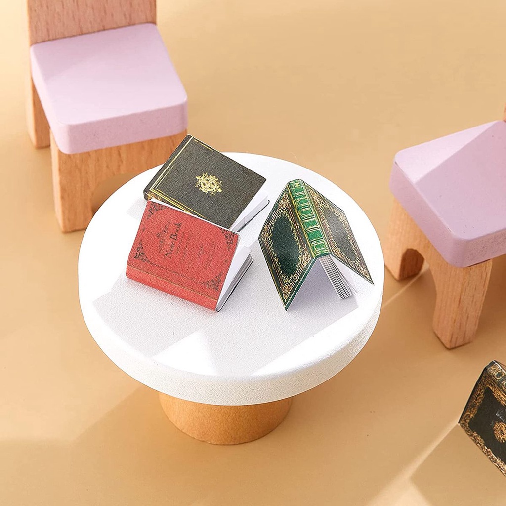Mô hình cuốn sách mini phong cách cổ điển dùng trang trí nhà búp bê tỉ lệ 1:12