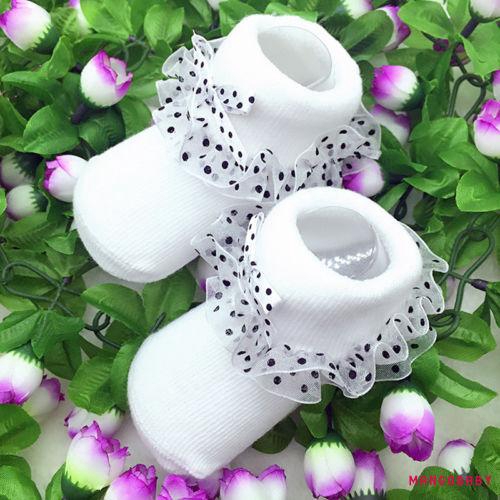 Vớ Cotton Phối Ren Xinh Xắn Cho Bé Gái Sơ Sinh