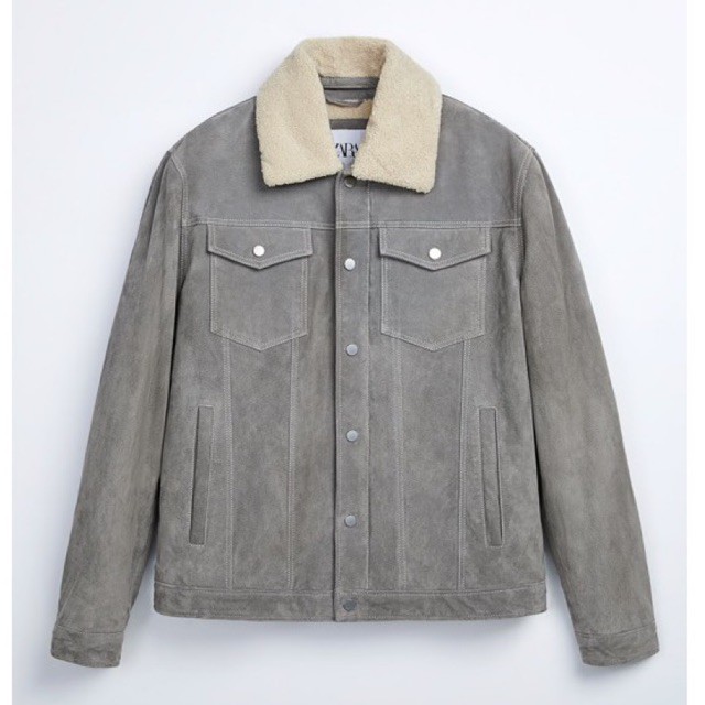 Áo khoác da heo xám Zara authentic PECCARY