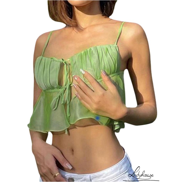 Áo Croptop Hai Dây Màu Sắc Thời Trang Mùa Hè Gợi Cảm Cho Nữ