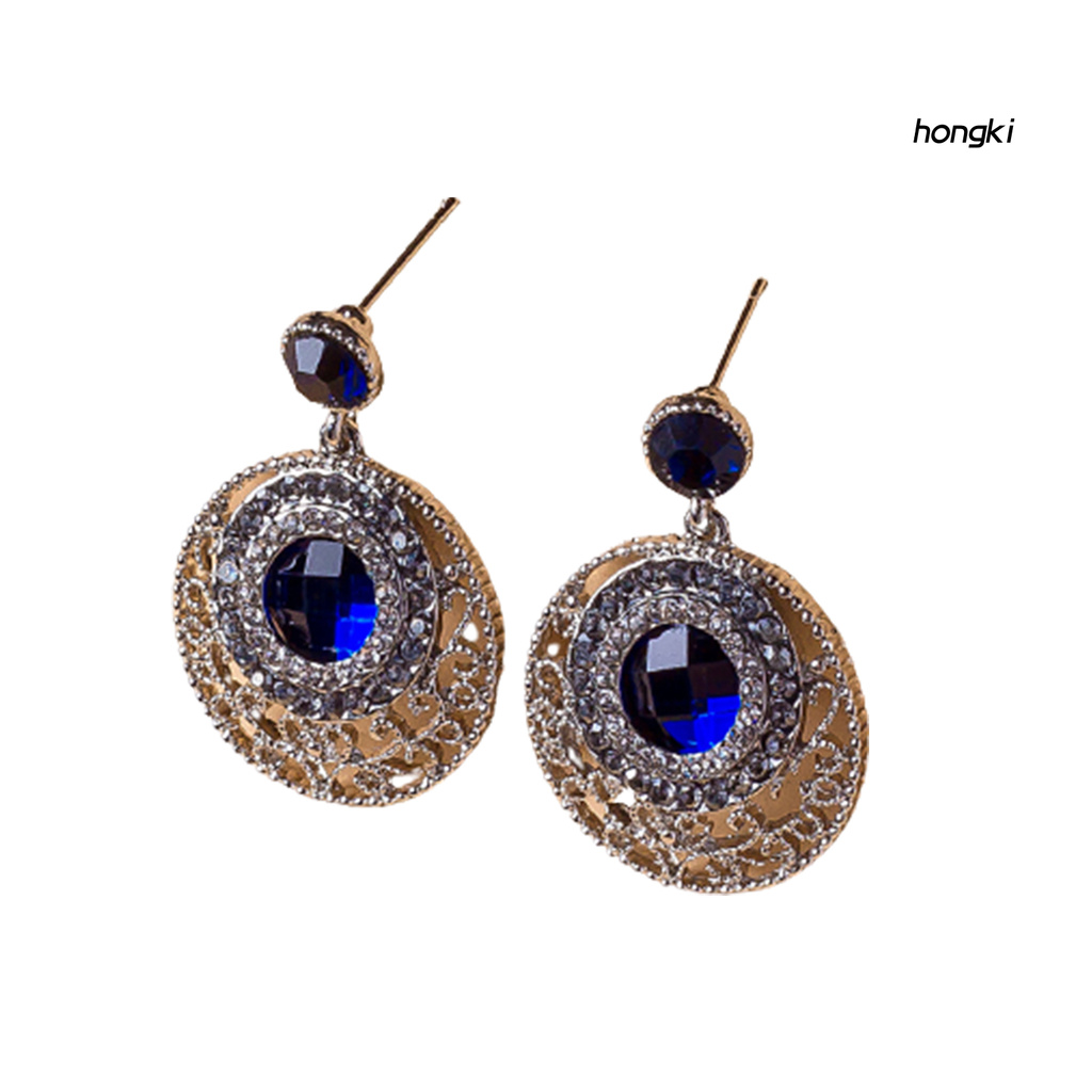 Đôi khuyên tai hình tròn đính đá thời trang cho nữ độc đáo