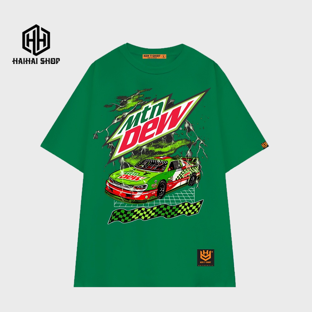 Áo thun tay lỡ form rộng áo phông unisex in hình Xe Mtn Dew 574