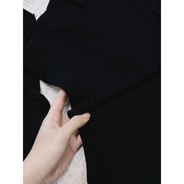 Váy len body 💝FREESHIP💝 Váy len zip boddy xoắn cổ khoét vai xoè sang chảnh