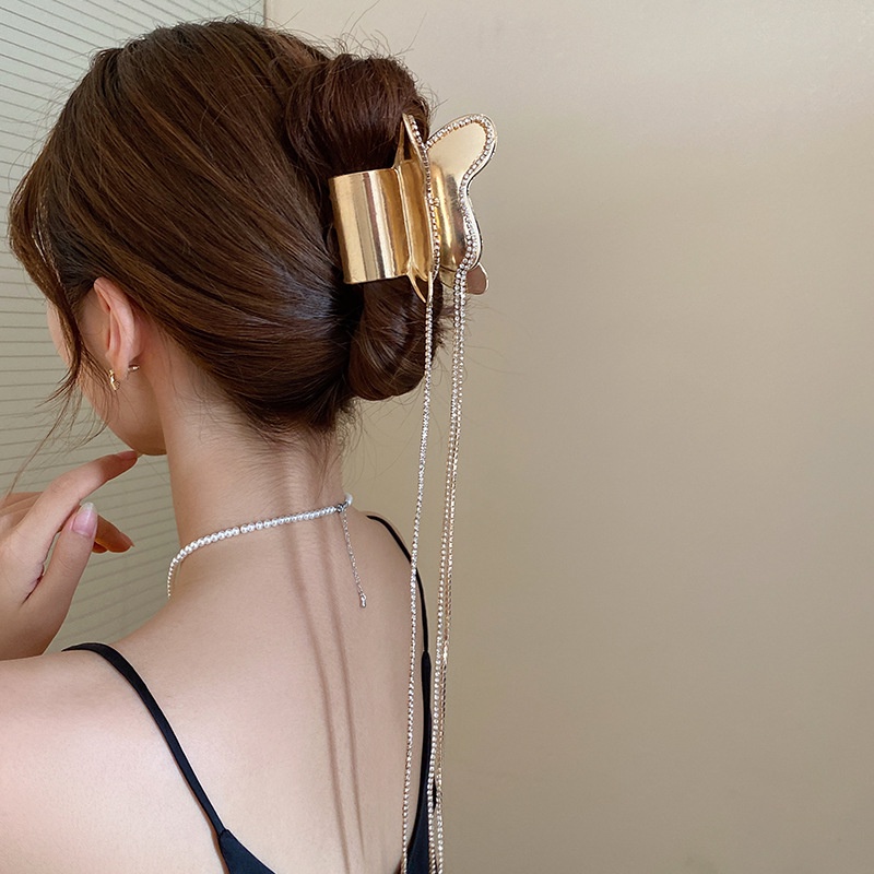 Kẹp Tóc Bướm Tua Rua Đính Hạt Lấp Lánh Thời Trang Mới