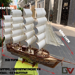 [Dài 95cm] Mô hình thuyền buồm gỗ phong thuỷ thuyền chiến cổ jylland - tàu chiến cổ Đan Mạch - loại tiêu chuẩn quà tặng