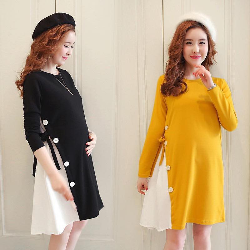 Váy bầu công sở hàng thiết kế khuyu sườn VTK62