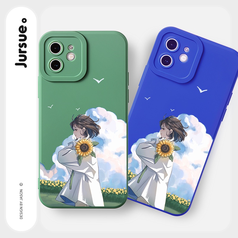 Ốp lưng JURSUE mềm chống sốc hoạt hình dễ thương đẹp cho iPhone 13 12 11 Pro Max SE 2020 X XR XS 8 7 ip 6S 6 Plus Y1933