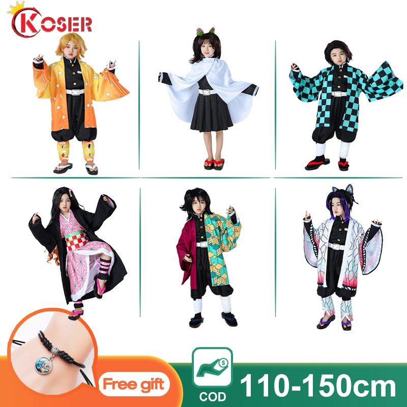 [COSER KING store] Child Anime Demon Slayer Kimetsu no Yaiba Tsuyuri Kanao Kamado Tanjirou Nezuko Giyuu Kochou Zenitsu Shinobu Cosplay Costume Cartoon Fancy Dress Kids