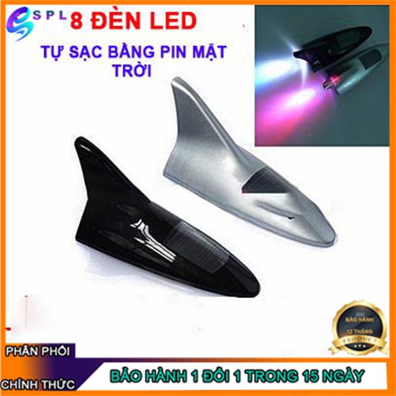 Vây Cá Mập Trang Trí 8 Led Pin Mặt Trời KHÔNG CÓ ĂNG TEN Xe Hơi 7 Màu Thời Trang