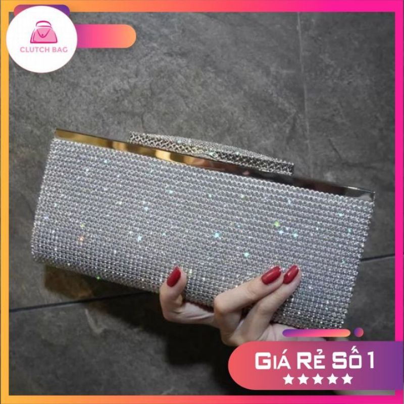 SẴN BẠC Ví cầm tay dự tiệc đính đá bảng to clutch đính đá sang trọng cao cấp