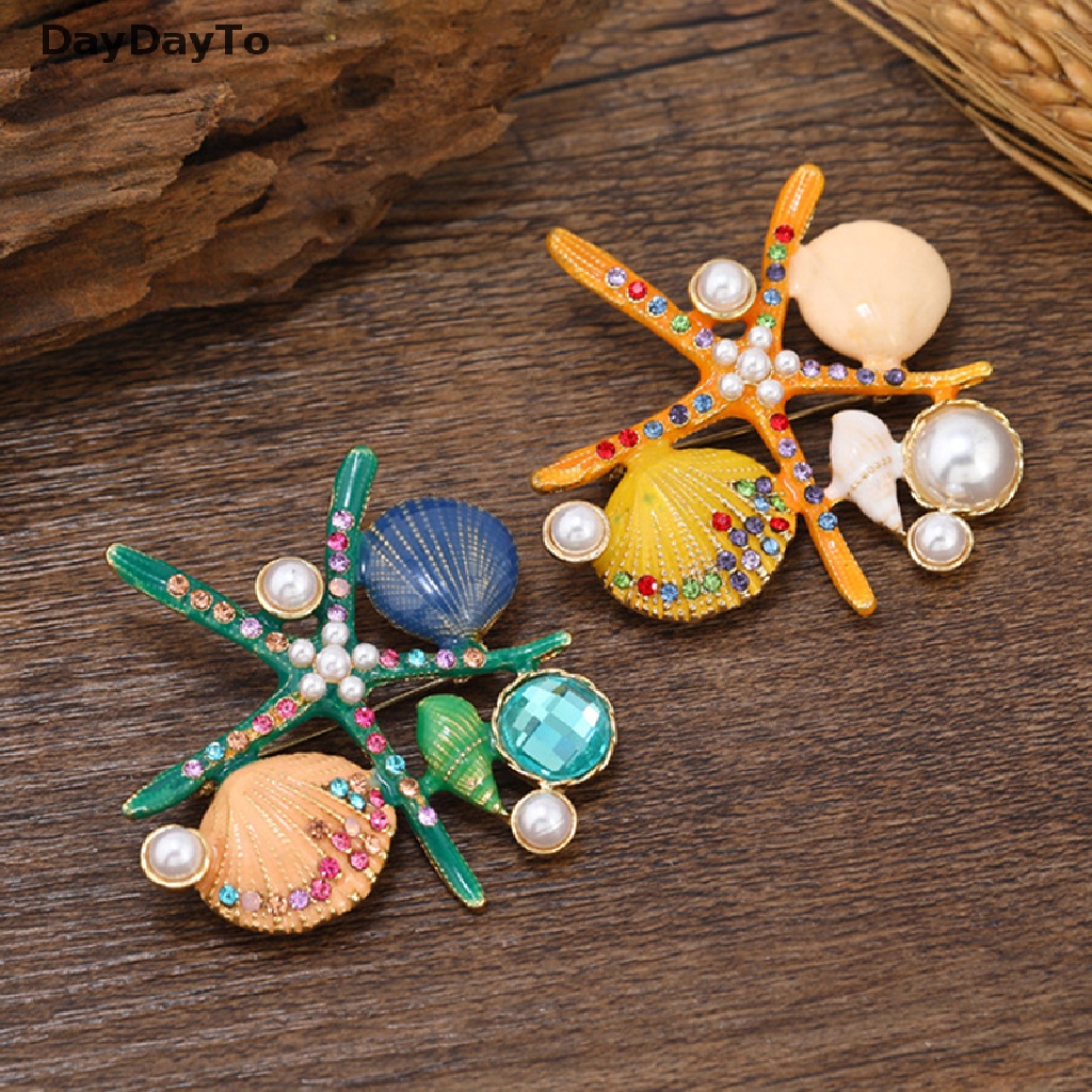 Ghim Cài Áo Hình Vỏ Sò / Sao Biển Đính Ngọc Trai Giả Thời Trang Cho Nữ