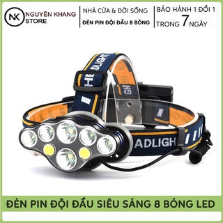Đèn pin đội đầu 8 bóng Led siêu sáng,đèn pin 3 bóng 5 bóng 8 bóng siêu sáng chống nước IP68