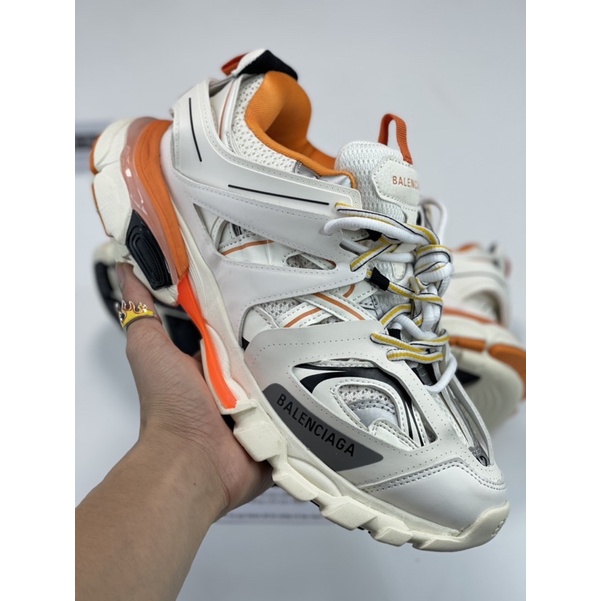 Giày Sneaker 🔥 Track 3 cam trắng kèm phụ kiện