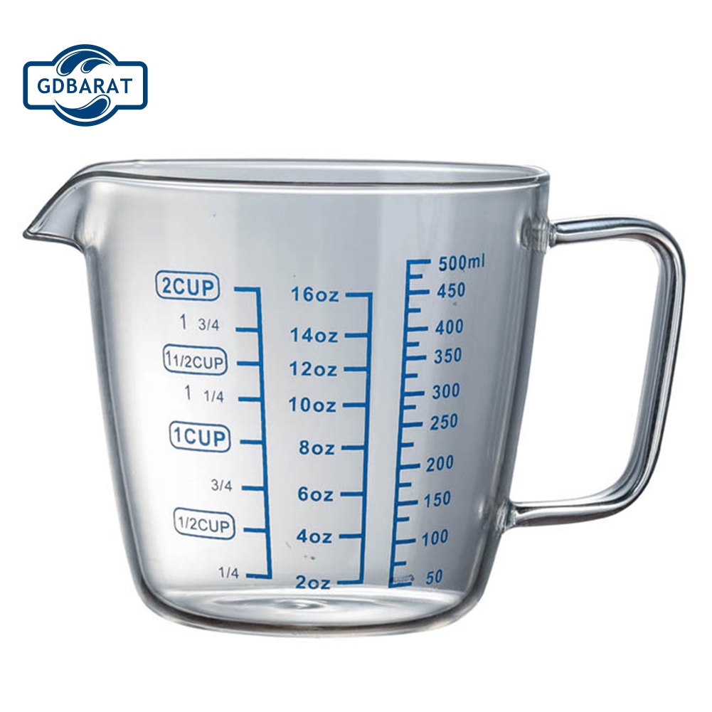 Cốc Thủy Tinh Đo Lường Chịu Nhiệt 250ml / 500ml Tiện Dụng Cho Lò Vi Sóng