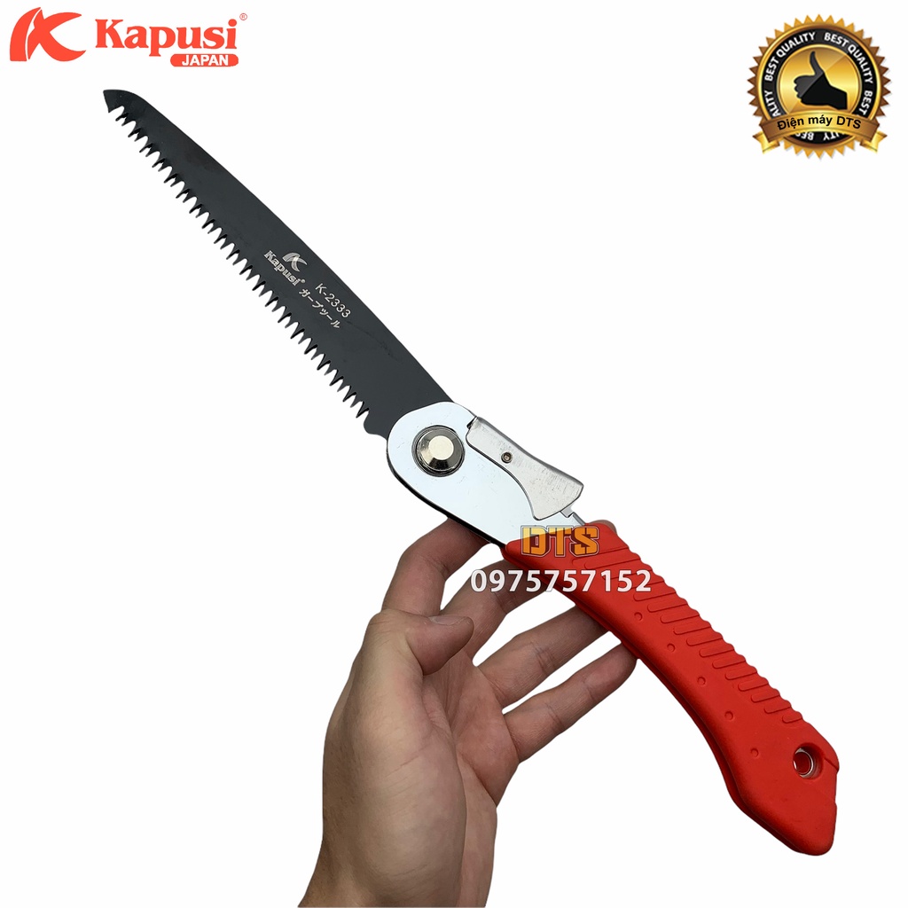 Cưa gỗ cầm tay gấp gọn đa năng Nhật Kapusi lưỡi dài 210mm, cưa cành cán xếp, cưa gấp gọn an toàn lưỡi 3D tăng độ sắc bén