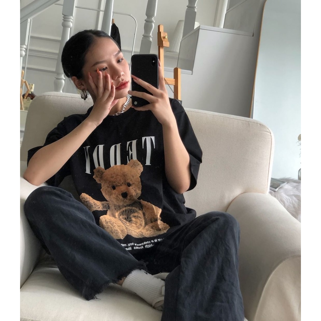 Áo thun nữ BLACKDOKI-TEDDY , áo phông basic form rộng tay lỡ cá tính chất cotton dày dặn unisex | BigBuy360 - bigbuy360.vn