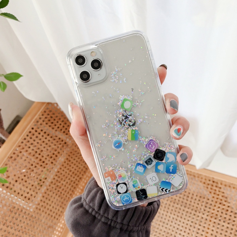 Ốp Điện Thoại Trang Trí Cát Kim Tuyến Chống Sốc Cho Iphone 13 12 Pro Max Iphone 11 X 7 8 Plus