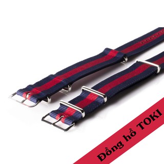 Dây đồng hồ vải kiểu Nato xanh Navy đỏ