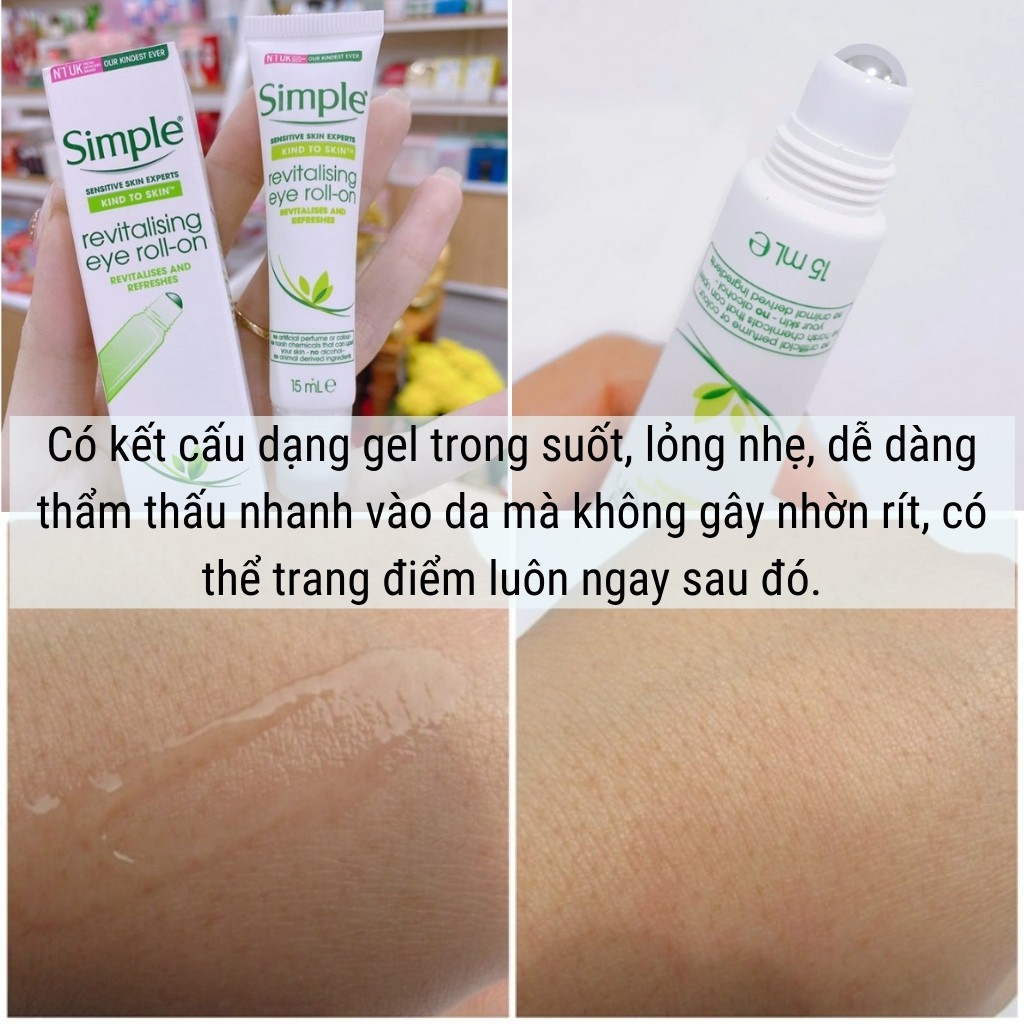 Lăn Dưỡng Mắt SIMPLE Revitalising Eye Roll-On Giảm Thâm Quầng Mắt Cho Đôi Mắt Rạng Ngời (15ml)