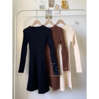 Váy len trơn liền chữ A ngắn basic