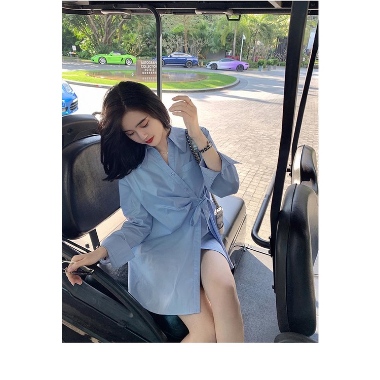 VN681 JinYi Váy sơ mi chiết eo điệu đà thời trang hàng Quảng Châu chất đẹp