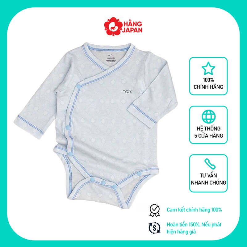 Bodysuit trẻ em cài lệch 3 màu dành cho bé sơ sinh thương hiệu Nous NB chất liệu NU air cao cấp