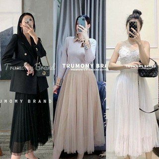 Chân váy voan lưới dài xếp ly hàng cao cấp siêu dày đẹp