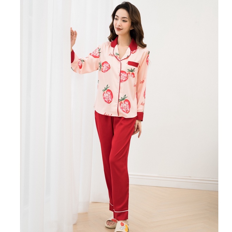 [ NEW - Chính Hãng] Bộ Pijama Dài Tay Lụa Cao Cấp Họa Tiết Đẹp Mềm Mượt - Thời Trang Vadesi